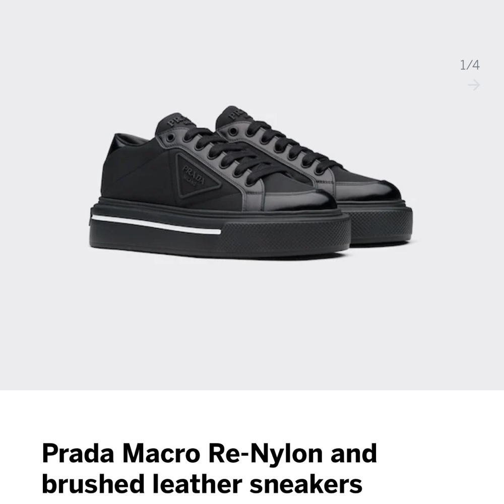Prada Macro Re-Nylon and brushes leather Sneakers black